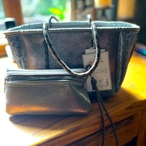 NWT Jen&Co. Bag in a bag set, silver/grey and cheetah, VEGAN